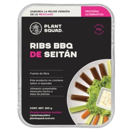 Seitán Ribs Barbecue (Costillas Veganas de Seitán Sabor Barbecue) Plant Squad 360 g